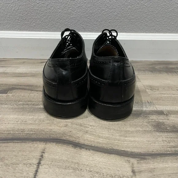 Florsheim Oxford Shoes Men Size 11.5 C Black Cortez Leather Wingtip Brogue 20804 - Picture 5 of 13